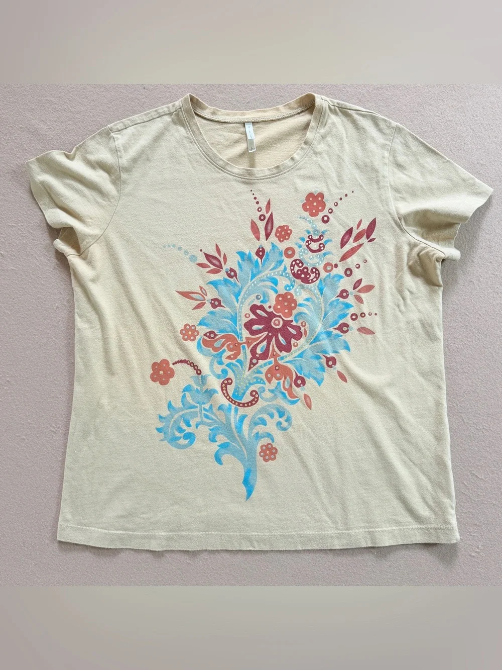 White Stag crew neck tee women Large 12/14 cotton Whimsy Ethereal fairy floral - Picture 5 of 10